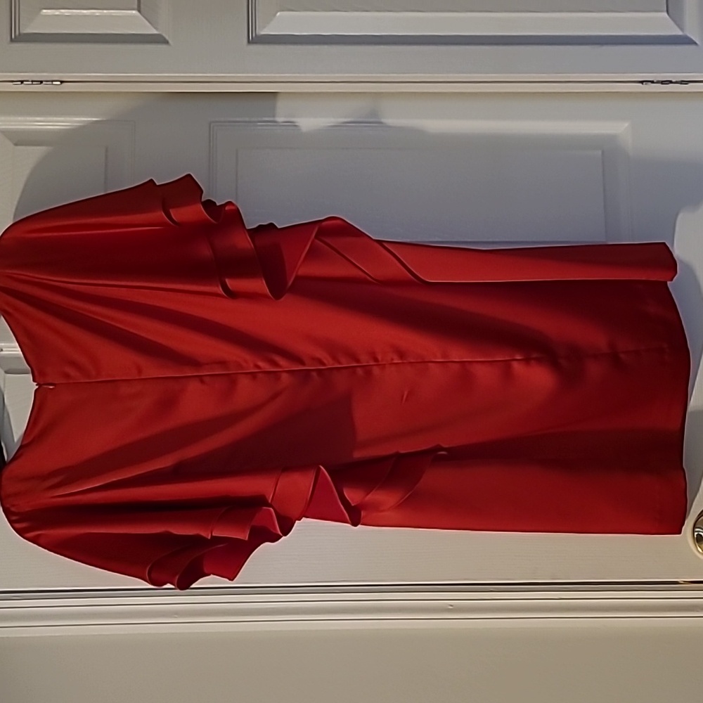 NWT Lauren Ralph Lauren Red Sheath Dress with Flutter Sleeves for Cocktail - Picture 7 of 9